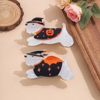 Pince à cheveux tendance en acrylique de 9,5 cm pour Halloween, motif citrouille et ailes, chapeau de sorcier, accessoires de coiffure pour chien, pour femmes