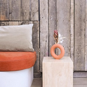 <span class=keywords><strong>Tavolo</strong></span> laterale con scaffale in travertino Beige in pietra naturale italiana mobile galleggiante in stile nordico nuvola decorazione camera da letto - Product Image 4