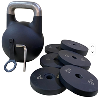 Kettlebell réglable MORU en fonte écologique noire 12-32 kg pour usage commercial, entraînement de force en salle de sport