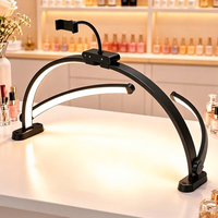 Lampe de bureau LED transfrontalière pour manucure, microblading et extensions de cils, pliable, demi-lune, lumière d'appoint de beauté, lampe semi-circulaire