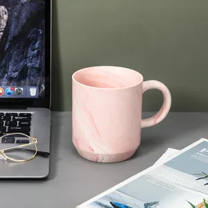 Tivray Fabrikant Aangepaste Oem Merk Printing Glazuur Porselein Grijs Roze Marmer Cup Keramische Custom Cafe Koffie Mok