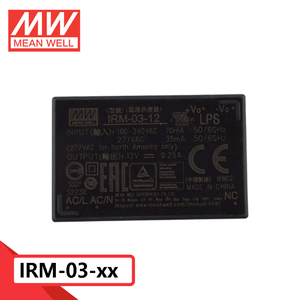 Alimentatore switching originale Mean Well serie <span class=keywords><strong>IRM</strong></span>-03 da 3W con custodia in rete metallica, tensioni di uscita 3.3V/5V/9V/12V/15V/24V - Product Image 1