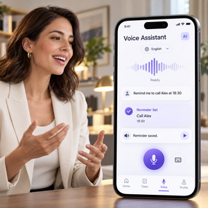 การพัฒนาแอปผู้ช่วยเสียง AI ขั้นสูงสำหรับ IOS และ Android พร้อมระบบจดจำเสียงและคำสั่งเสียง LionCreate - Product Image 1