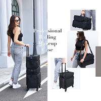 Trousse de Maquillage Professionnelle Trolley Grande Capacité, Mallette de Rangement à Roulettes pour Maquillage et Pinceaux, Housse de Transport Essentielle pour Artiste Maquilleur
