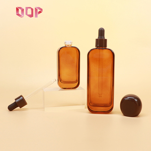 Botella de Vidrio Ámbar Transparente Elegante de 30 ml, 50 ml, 100 ml, 120 ml con Gotero, Punta de Goma y Tapa Redonda para Sueros de Lujo y Esenciales - Product Image 1