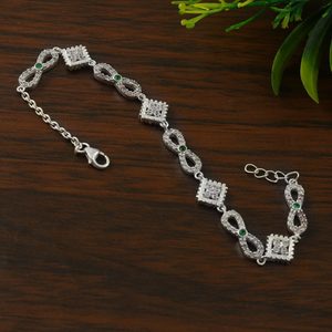 Pulsera de moda de plata esterlina 925 con CZ blanco y verde Opción de joyería personalizada y personalizada para regalos y fiestas - Product Image 2