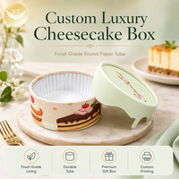 Boîte d'emballage cylindrique jetable en carton mat de qualité supérieure pour desserts, tube à cheesecake avec couvercle unique anti-goutte, idéale pour les fêtes