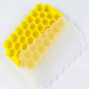 Moule à glaçons de haute qualité, 37 cavités, design nid d'abeille, bac à glaçons hexagonal avec couvercle en silicone sans BPA - Product Image 2
