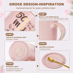 แก้วกาแฟลายหินอ่อนสีชมพูขนาด 14 ออนซ์ ของขวัญคริสต์มาสสำหรับป้า พิมพ์ข้อความ "ป้าที่ดีที่สุด" พร้อมฝา ช้อน การ์ด และกล่องสวยงาม ทนทานต่อการแตกหัก ป้องกันการรั่วซึม - Product Image 4