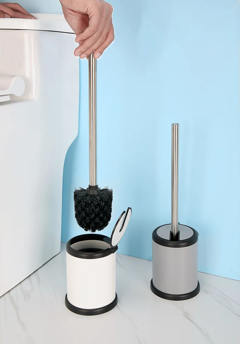 Flip Automatische Roestvrijstalen Toiletborstel Badkamerborstel Met Houder Clamshell Ontwerp Toiletborstel