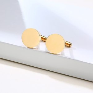 Boutons de manchette personnalisés en gros avec logo, boutons de manchette ronds en acier inoxydable avec finition miroir, fabrication de bijoux DIY, boutons de manchette de luxe pour hommes - Product Image 4