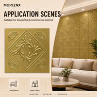 Panel de Pared Decorativo Floral 3D en PVC Dorado MORLENX, Revestimiento de Pared Clásico en Relieve para Interiores de Clubes y Salones de Comedor