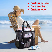 Sac fourre-tout en maille transparente personnalisé avec logo, grande capacité, pour voyage, vente en gros d'usine, idéal pour le maquillage