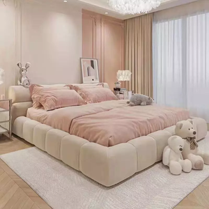 ODM/OEM Luxury Modern Queen King Bed Frame Velvet Gold Nai head Trim <span class=keywords><strong>letto</strong></span> imbottito con ala progettata - Product Image 3