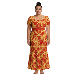 Vestido Samoano de Moda Hawaiana para Mujer, con Lazos, Ropa Polinesia para Fiesta, Baile de Graduación, Vestidos de Sirena con Estampado Tribal Tapa - Product Image 3