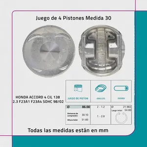Jeu de pistons 30 Honda Accord 4 cylindres 2.3 SOHC 98/02 - Product Image 6