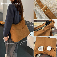 Sac à bandoulière vintage en daim mat pour femme, sac fourre-tout minimaliste multi-poches, grande capacité, sac à main de travail pour les trajets quotidiens, OEM