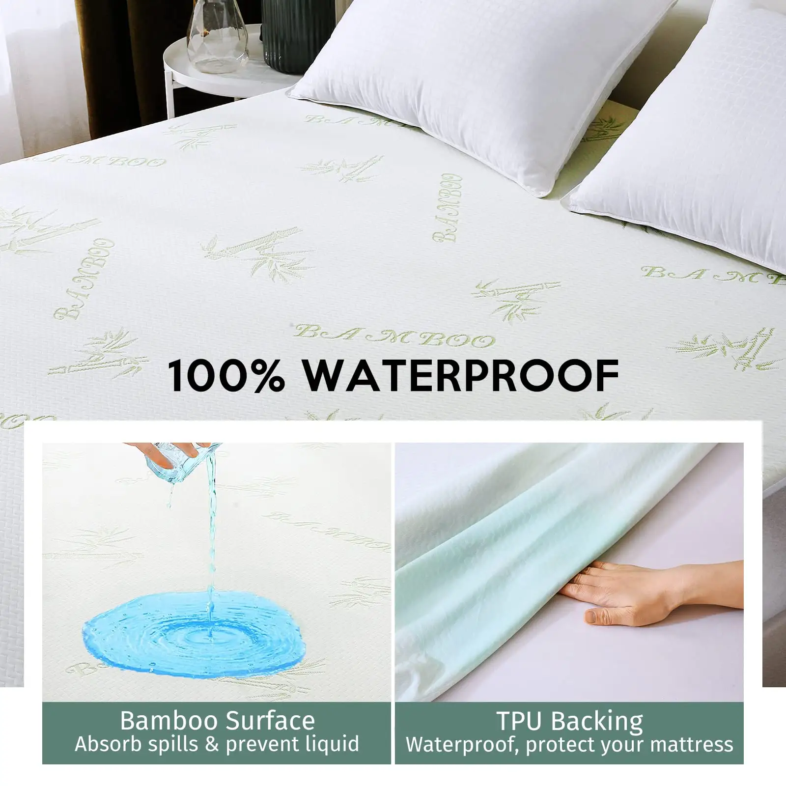 Wholesale Waterproof Bedding Mattress Protector Elastic Cooling and Breathable Bamboo Mattress Cover