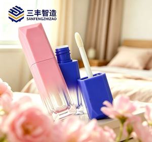 Gradient Pink Blue Square Plastic Lip Gloss Tube <b>5ml</b> Empty Cosmetic Container Screw Cap Frosted Surface - Product Image 5