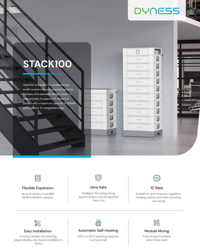Dyness Stack 100 Stack Energy Storage System up 50kwh 100kwh Solar ...