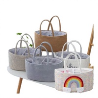 Panier de rangement rond multifonction en corde de coton tressée, style Ins, pour jouets, vêtements, articles divers, organisation de cosmétiques