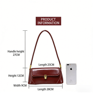 Elegante Bolso de Hombro de PU Encerado <span class=keywords><strong>con</strong></span> Bolsillo Interior <span class=keywords><strong>con</strong></span> Cremallera, Bolso Bandolera para Salidas Casuales Vintage de Mujeres <span class=keywords><strong>Jóvenes</strong></span> - Product Image 6