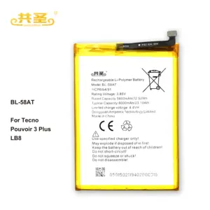 BL-58AT 100% 原装锂离子聚合物可充电手机电池，适用于Tecno Pouvoir 3 Plus LB8电池Infinix Tecno手机