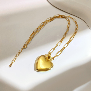 Collier Cœur Poli Romantique de Marques Célèbres pour Créateurs de Mode, Pendentif Cœur d'Amour Tendance - Product Image 4