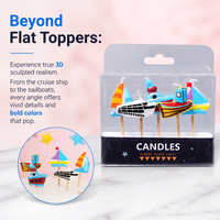 Lot de 5 bougies d'anniversaire en forme de bateau nautique OEM, vente chaude, bougies décoratives 3D en forme de navire et de voilier pour gâteau