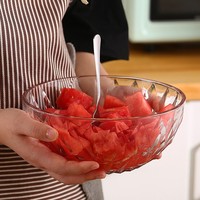 Groothandel Diamantpatroon Glazen Schaal, Dikke Transparante Glazen Fruitschaal, Verschillende Maten Serveerschaal voor Thuiskeuken