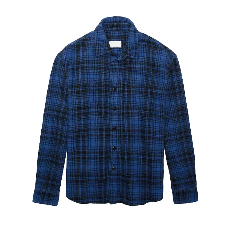 New Design Long-Sleeve Wholesale Men Custom Flannel Shirts Heavyweight Oversized