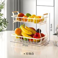 Panier pliant rectangulaire double en métal détachable pour le rangement du pain et des fruits, support mural de cuisine, organisateur de légumes et de fruits