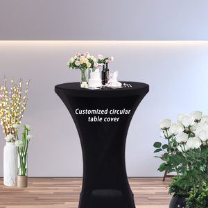 Vente chaude Housses de <span class=keywords><strong>table</strong></span> extensibles en tricot polyester/coton rondes modernes personnalisées pour fête en plein air mariage bar Zhide - Product Image 2