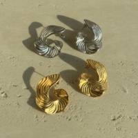 Boucles d'oreilles Dazan plaquées or 18 carats, en acier inoxydable hypoallergénique, de haute qualité, style vintage, abstrait, bohème, design tourbillon irrégulier