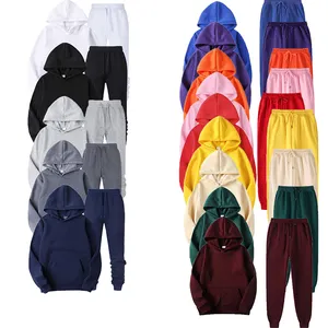 Sweat à capuche et pantalon unisexe, personnalisation OEM, couleur unie 240g, Logo gratuit imprimé