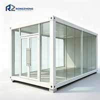 Boutique modulaire en verre panoramique, kiosque de vente au détail, bâtiment commercial mobile