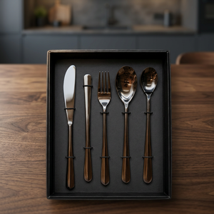 Stainless Steel <b>Cutlery</b> <b>Set</b> With Satin <b>Black</b> Finish - Product Image 3