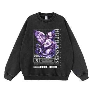 Sudaderas con Capucha para Mujer, Estilo Oscuro, Lavado Ácido, Estampado de Ángel Negro, Algodón, Diseño Personalizado, Ropa de Invierno - Product Image 4