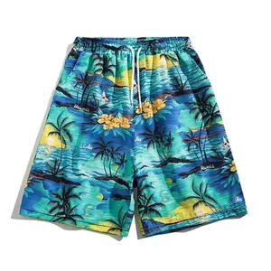 OEM/ODMカスタムプリントストレッチ巾着男性水泳ハワイビーチショーツ男性用