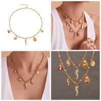 Gothique Punk Couronne Coeur Piment Pendentif Collier DIY Ajustable Noir Bijoux en Acier Inoxydable