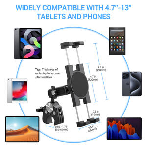 <span class=keywords><strong>Support</strong></span> universel <span class=keywords><strong>pour</strong></span> téléphones et tablettes de moto, pince robuste en alliage d'aluminium, rotatif à 360°, réglable, haute stabilité - Product Image 4