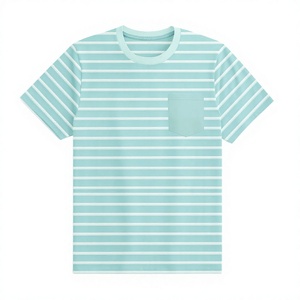 Camiseta de Manga Corta a Rayas para Hombre, Cuello Redondo, Corte Regular, Algodón, Informal, Transpirable, Diseño de Punto - Product Image 1