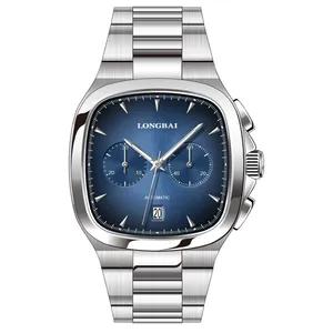 LONGBAI Brand Square Case Japan Movt Rolojes Hombre Wasserdichte Luxus-Edelstahl-Quarz-Handgelenk-Herren uhren