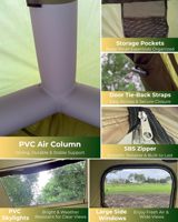 Tente de camping gonflable portable de luxe 13m en PVC imperméable à ouverture automatique rapide pour 2-8 personnes, 4 saisons, en tissu Oxford pour l'extérieur