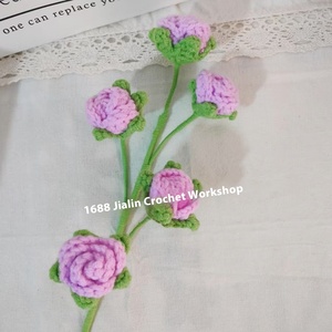 In lana all'uncinetto a 5 teste a bolle di rosa Bouquet lavorato a maglia fiore di natale artificiale decorazione per la casa stile letterario - Product Image 2