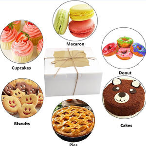 Boîte à gâteau en papier kraft recyclable carrée blanche avec fenêtre pour pâtisserie, gâteaux, chocolats, tartes, anniversaires, mariages, Pâques - Product Image 3