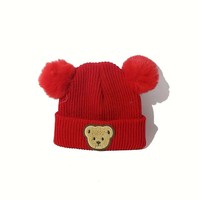 Gorros de Bebé al por Mayor, Lindos Gorros con Orejas de Oso, Tejidos en Poliéster/Algodón, Cálidos para Invierno, para Viajes y Actividades al Aire Libre, para Niños