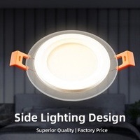 Spotlights de qualité supérieure, panneau lumineux LED en verre encastré, downlight LED COB bicolore en verre, panneau lumineux LED en verre pour étagère