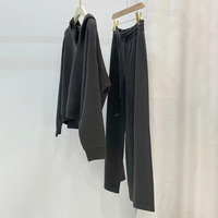 Ensemble de deux pièces en tricot, pull oversize, cardigan avec col en fourrure, ensemble de pulls à capuche