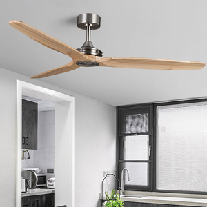 Ventilateur de plafond silencieux Design 40 pouces 3 pales en bois massif Chambre à coucher intérieure Maison Télécommande Moteur BLDC - Product Image 1